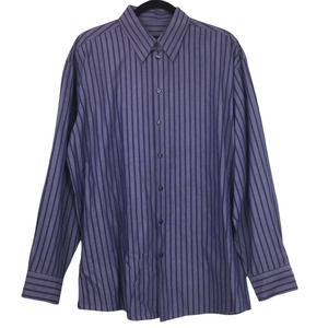 Unlisted Modern Fit Blue Striped Collared Casual Button Down Men's Shirt L